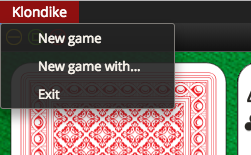 New Klondike game menu