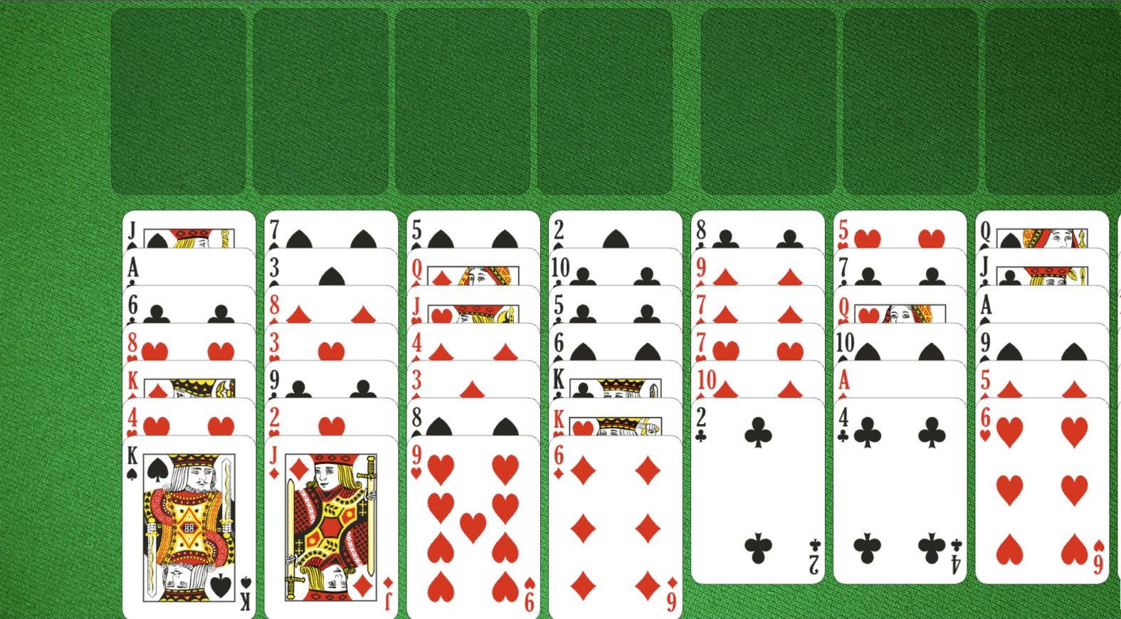 FreeCell Solitaire tableau and free cells