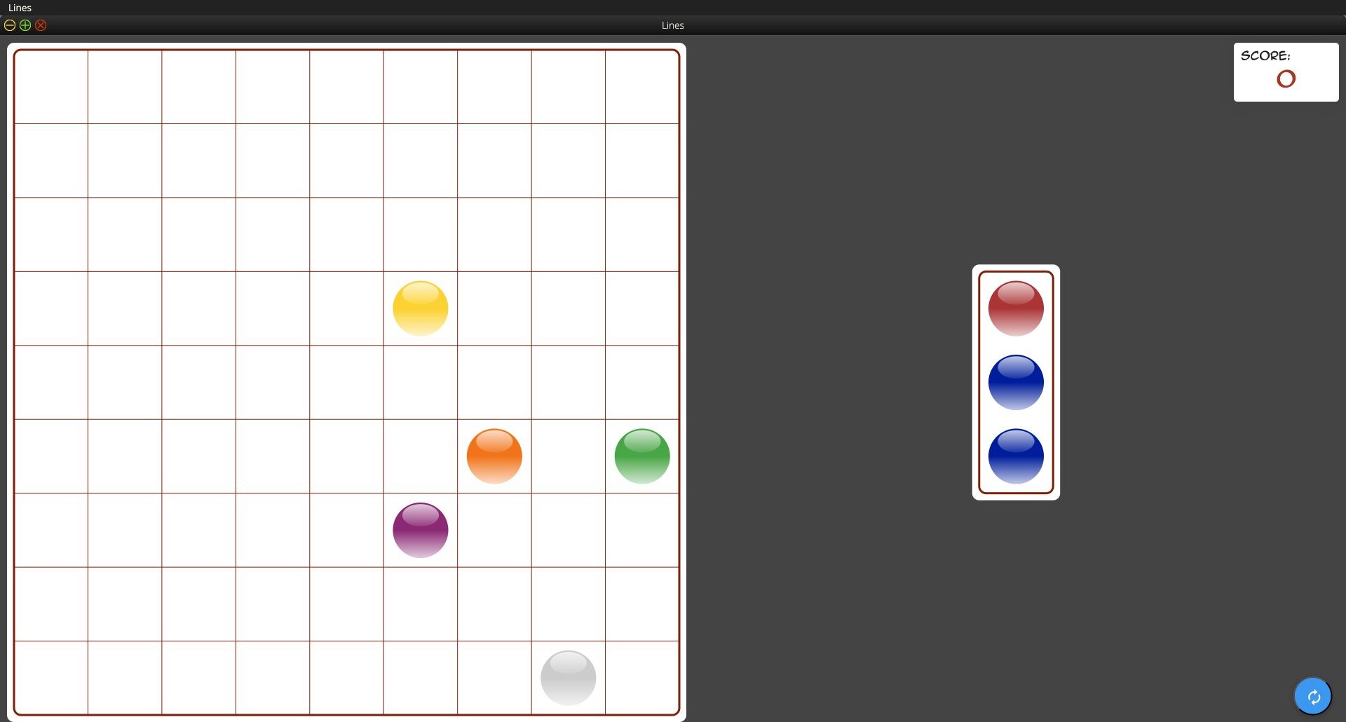 Lines puzzle game with colorful balls